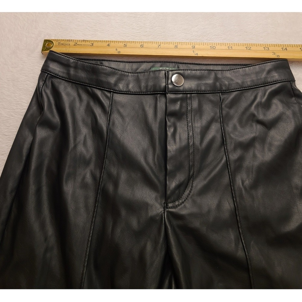 Wild Fable Women's Black Faux Leather Wide Leg Seam Front Pants Size 2 NWOT - Picture 4 of 13